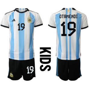 Argentina Nicolas Otamendi #19 kläder Barn VM 2022 Hemmatröja Kortärmad (+ korta byxor)